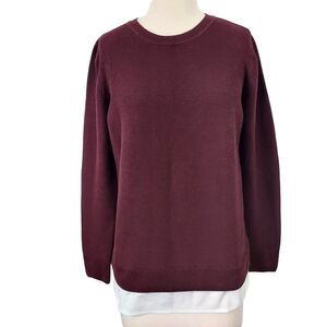 Hilary Radley Womens Large Layered 2Fer Tunic Sweater Top Long Sleeve Stretch